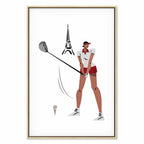 Female Golfer Eiffel Tower Abstract Canvas Print