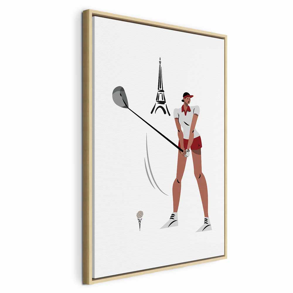 Female Golfer Eiffel Tower Abstract Canvas Print