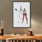 Female Golfer Eiffel Tower Abstract Canvas Print