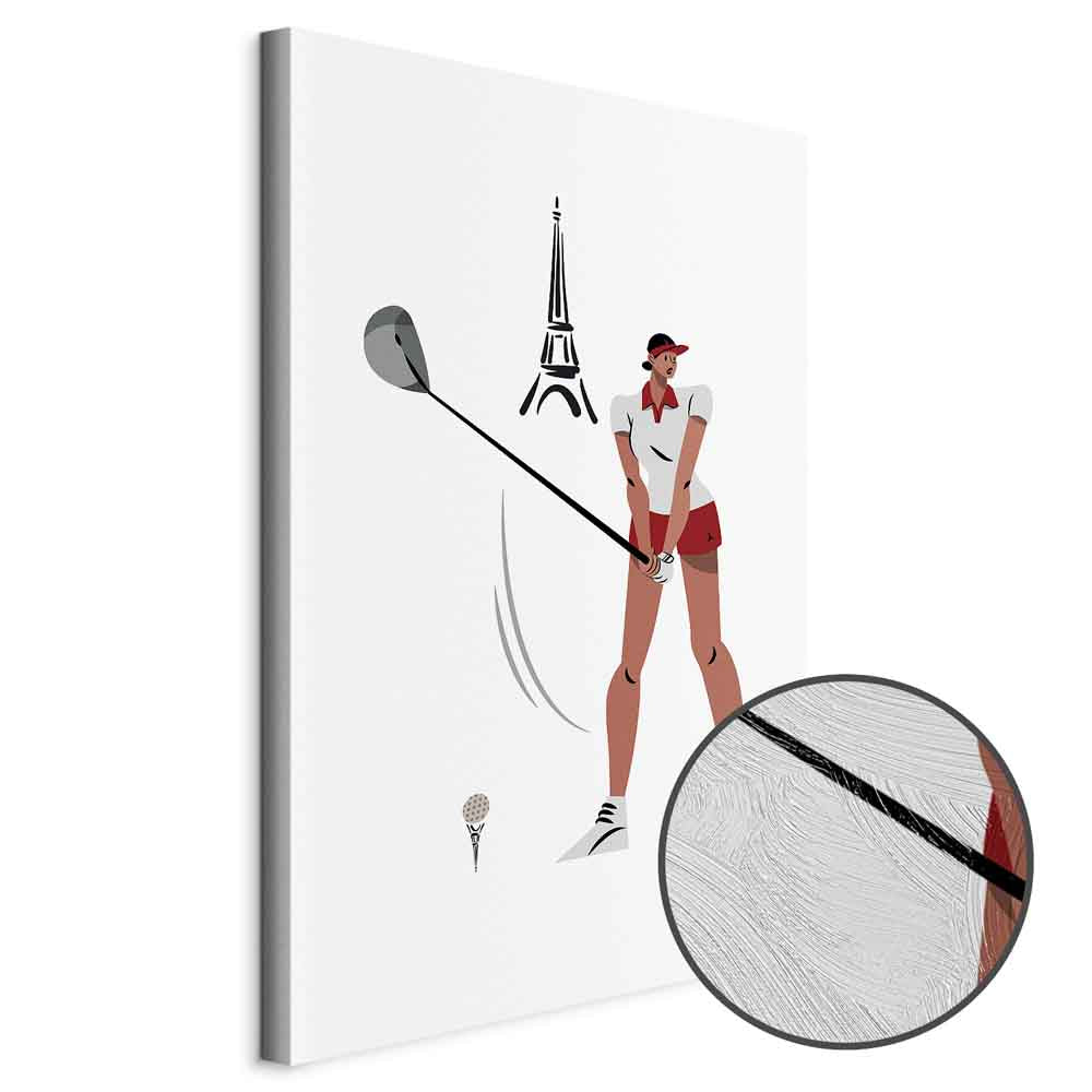 Female Golfer Eiffel Tower Abstract Canvas Print