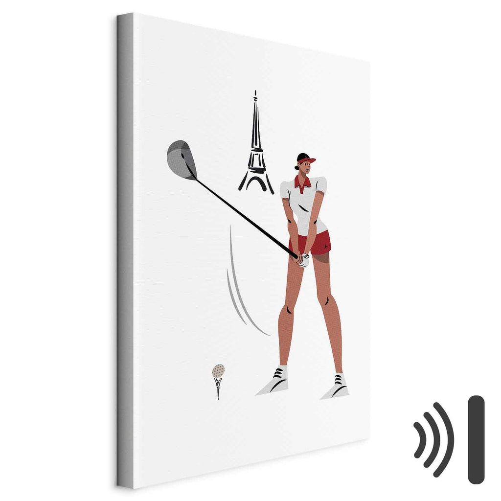 Female Golfer Eiffel Tower Abstract Canvas Print