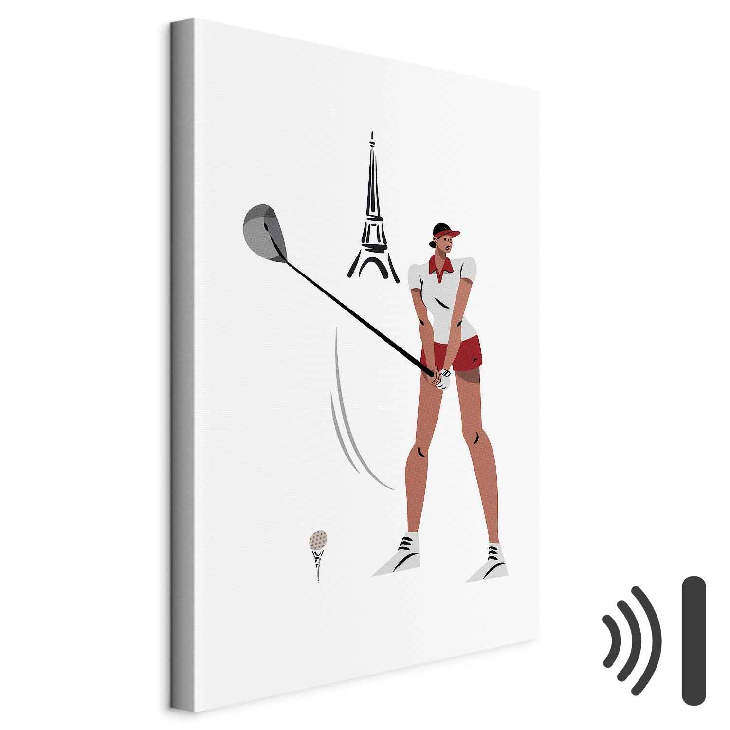 Female Golfer Eiffel Tower Abstract Canvas Print
