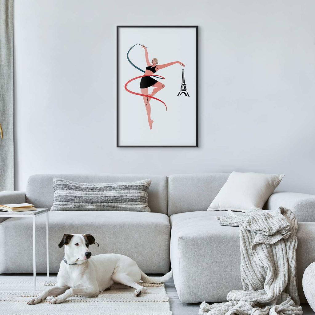Rhythmic Gymnastics Woman Ribbon Illustration Poster