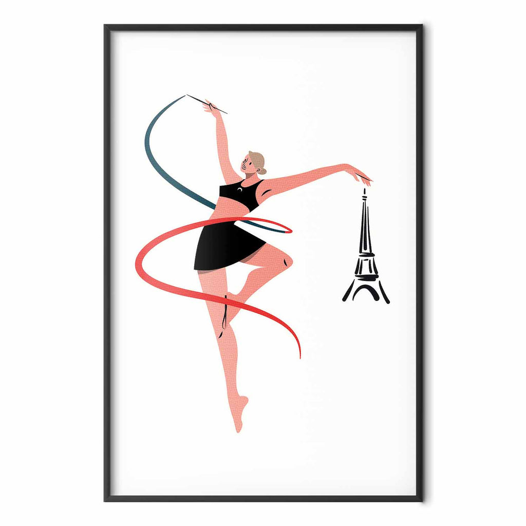Rhythmic Gymnastics Woman Ribbon Illustration Poster