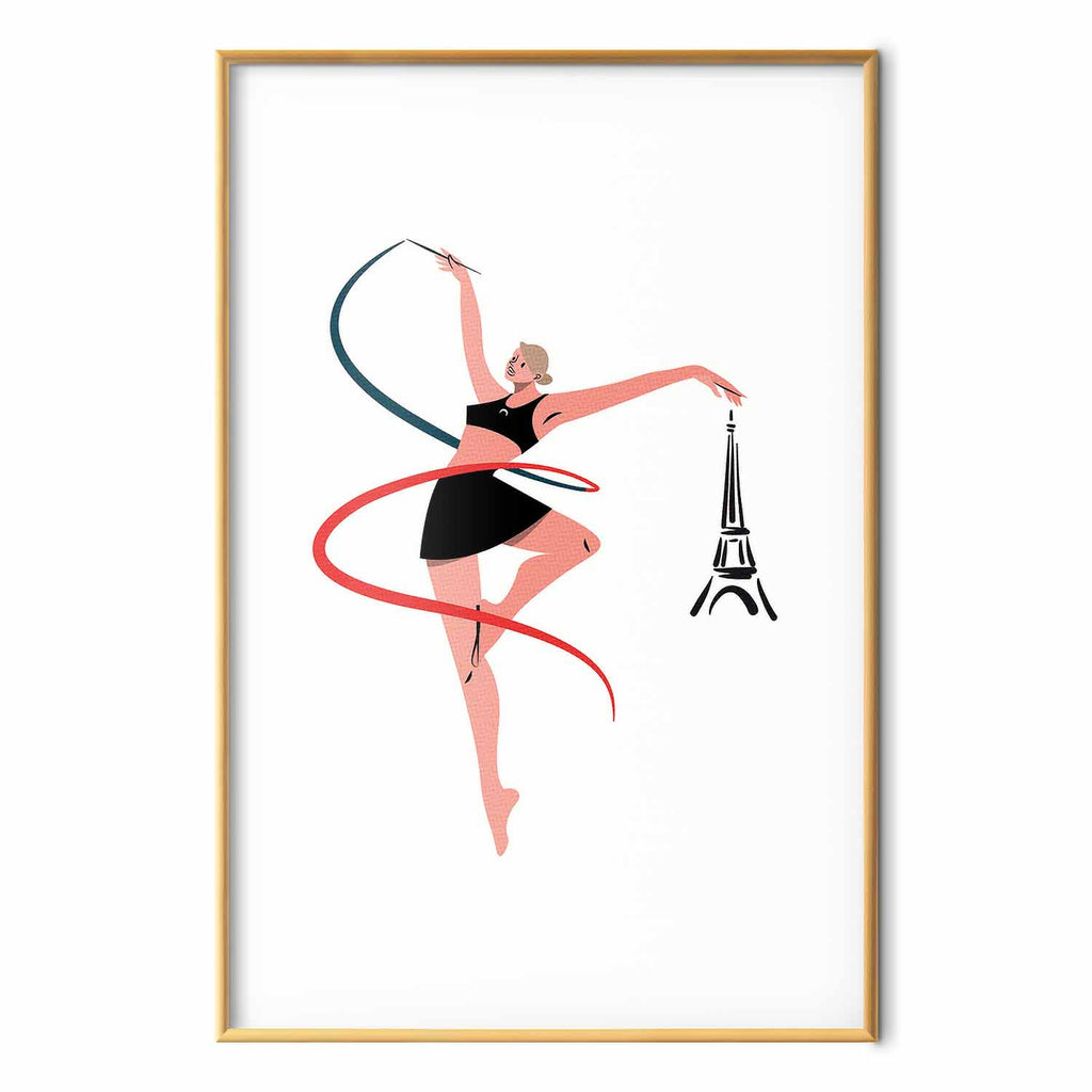 Rhythmic Gymnastics Woman Ribbon Illustration Poster