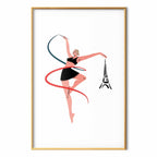 Rhythmic Gymnastics Woman Ribbon Illustration Poster