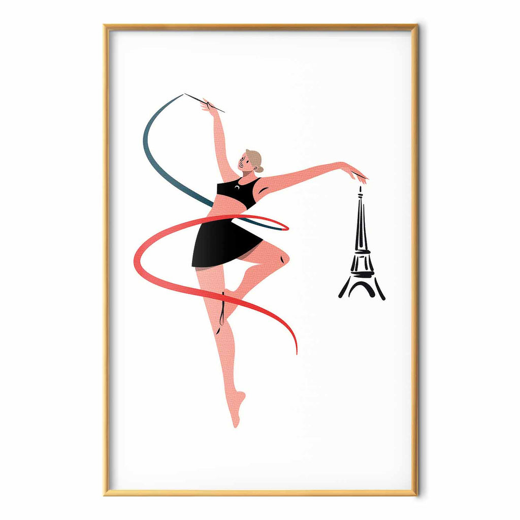 Rhythmic Gymnastics Woman Ribbon Illustration Poster