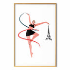 Rhythmic Gymnastics Woman Ribbon Illustration Poster