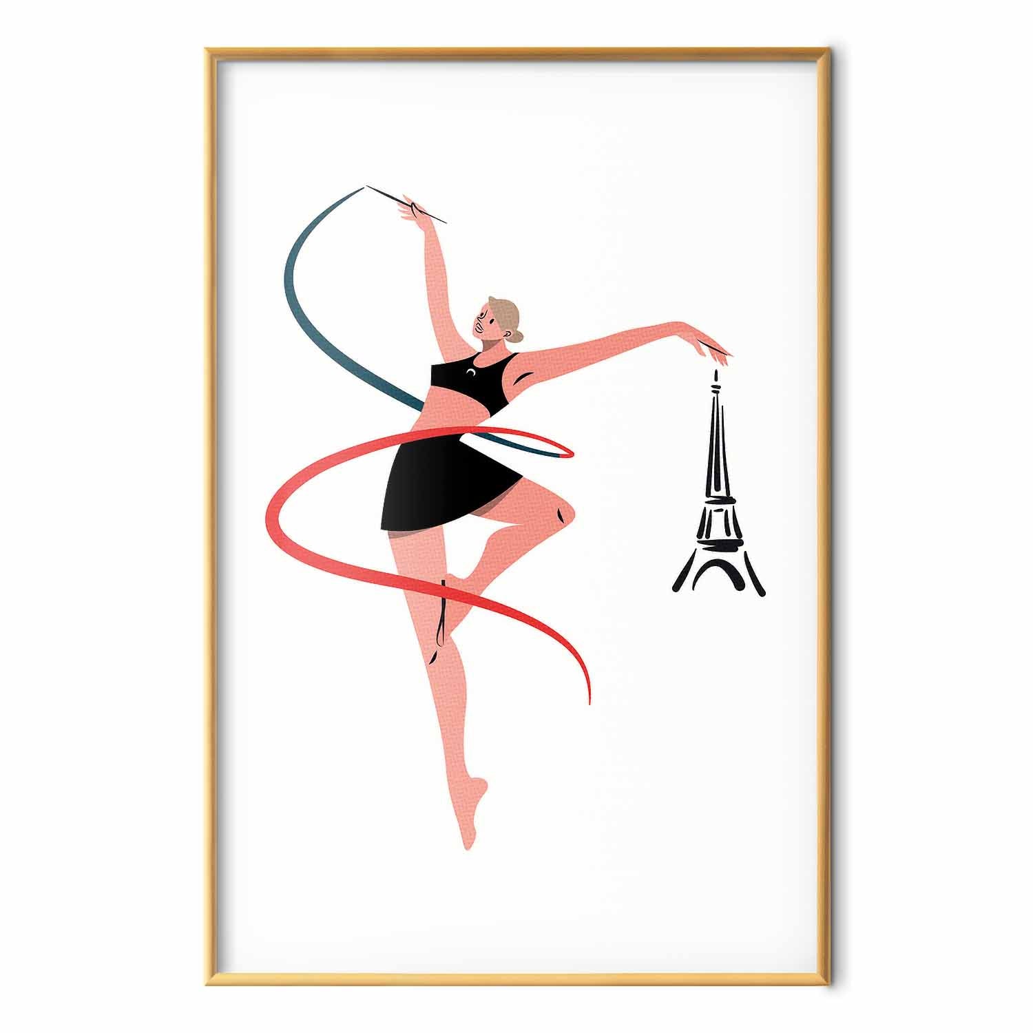 Rhythmic Gymnastics Woman Ribbon Illustration Poster