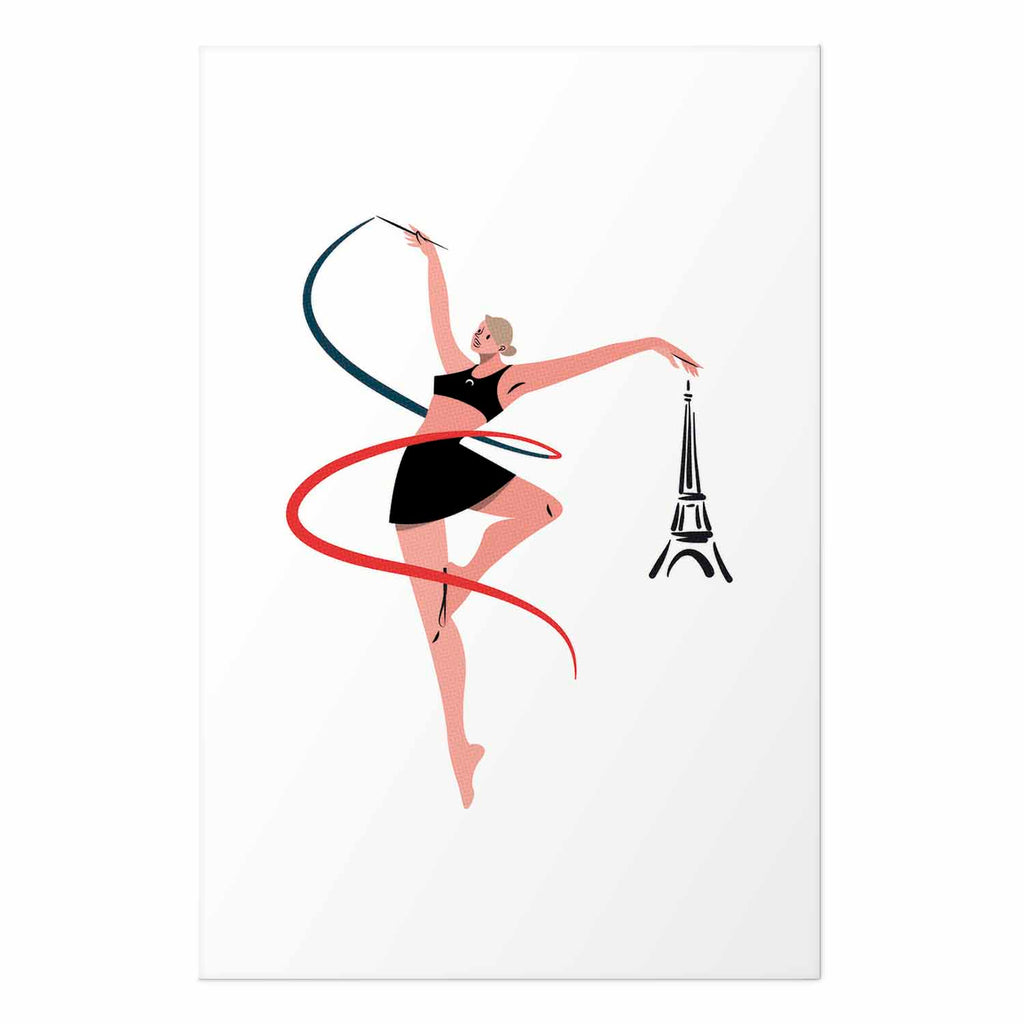 Rhythmic Gymnastics Woman Ribbon Illustration Poster