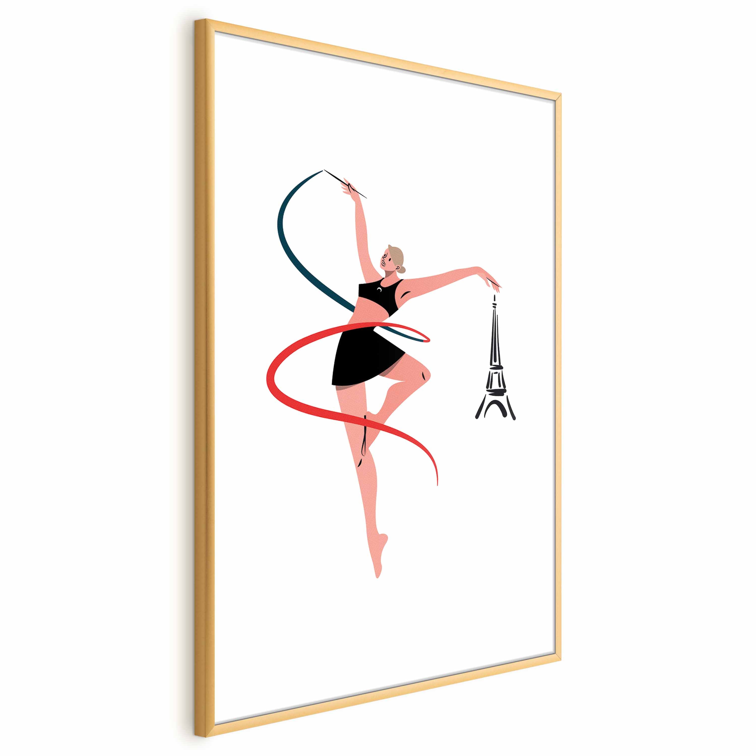 Rhythmic Gymnastics Woman Ribbon Illustration Poster