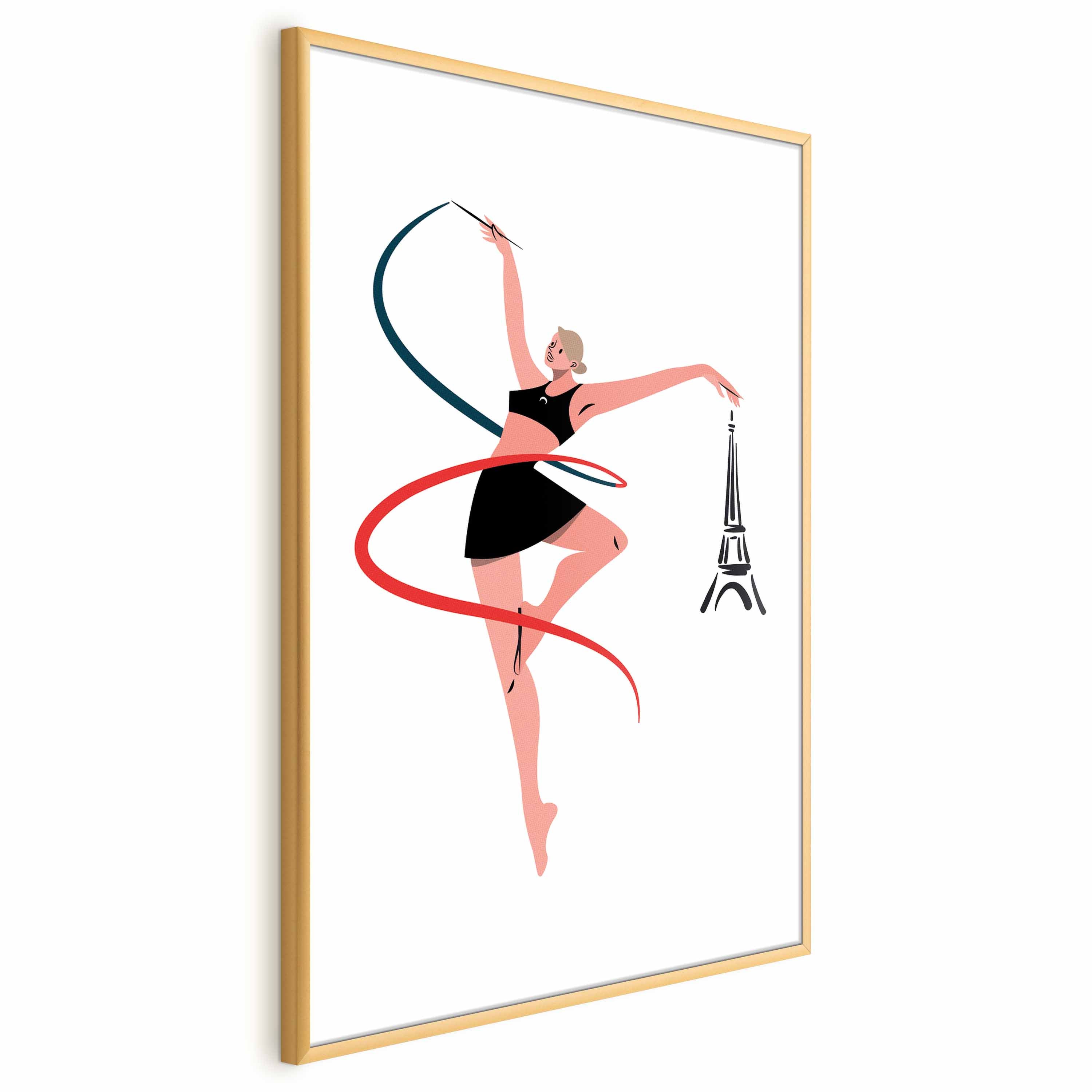 Rhythmic Gymnastics Woman Ribbon Illustration Poster