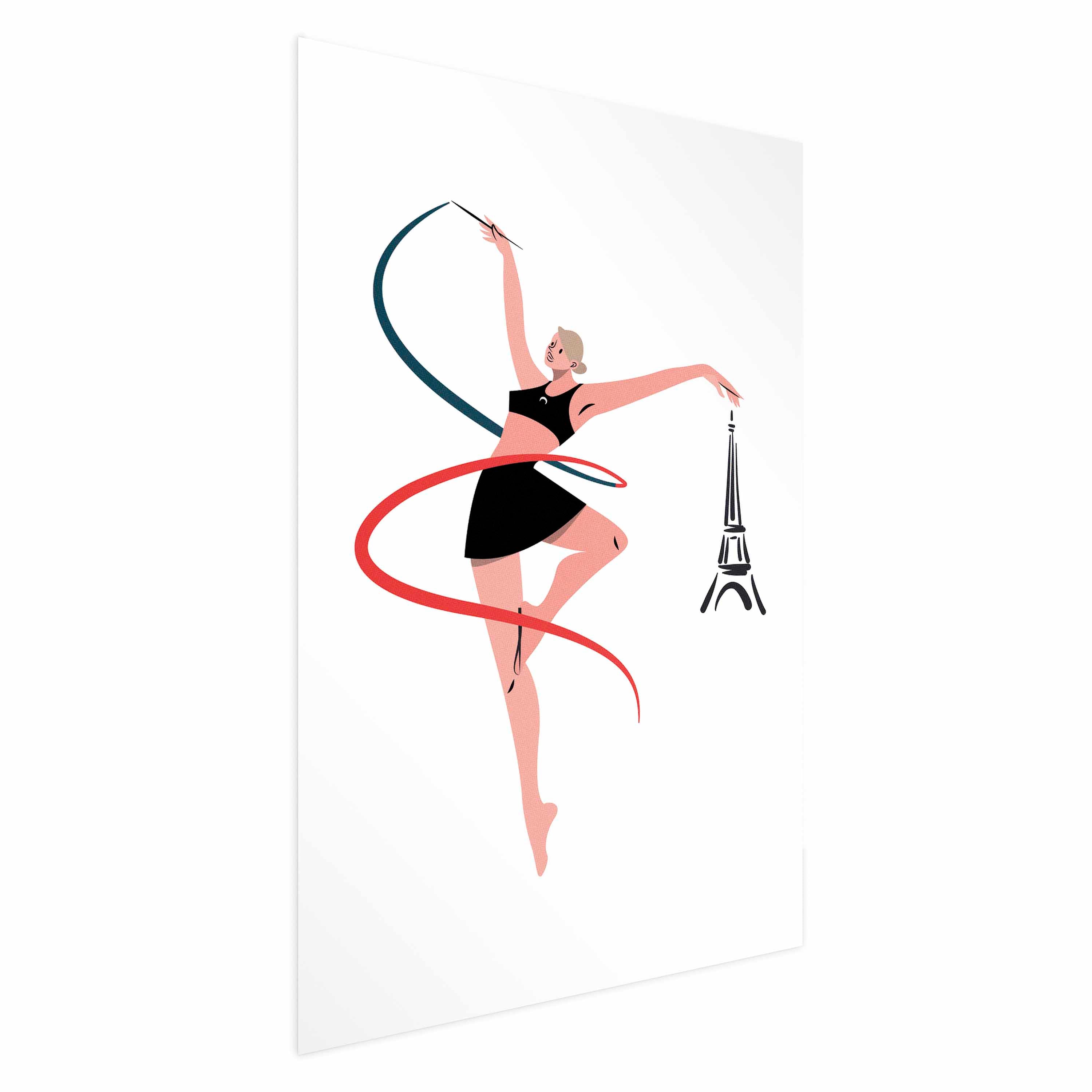 Rhythmic Gymnastics Woman Ribbon Illustration Poster