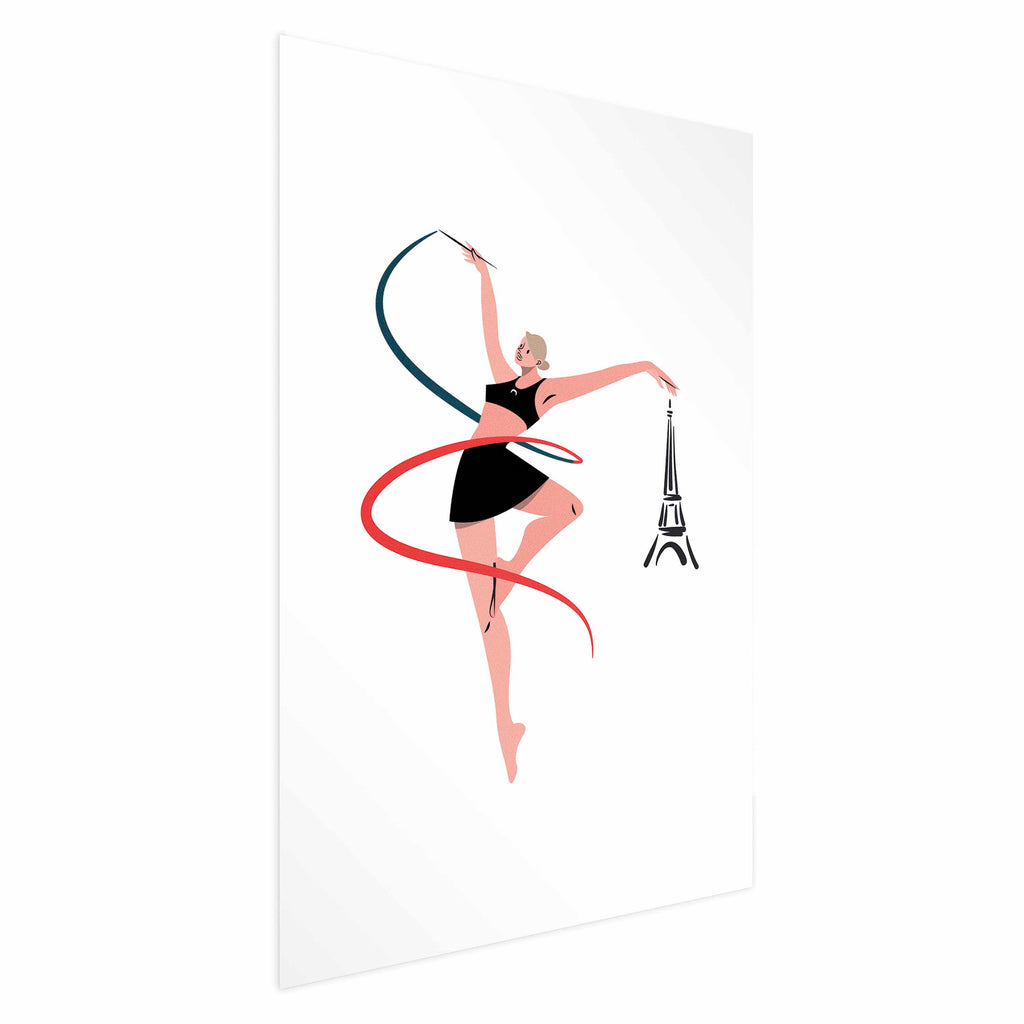 Rhythmic Gymnastics Woman Ribbon Illustration Poster