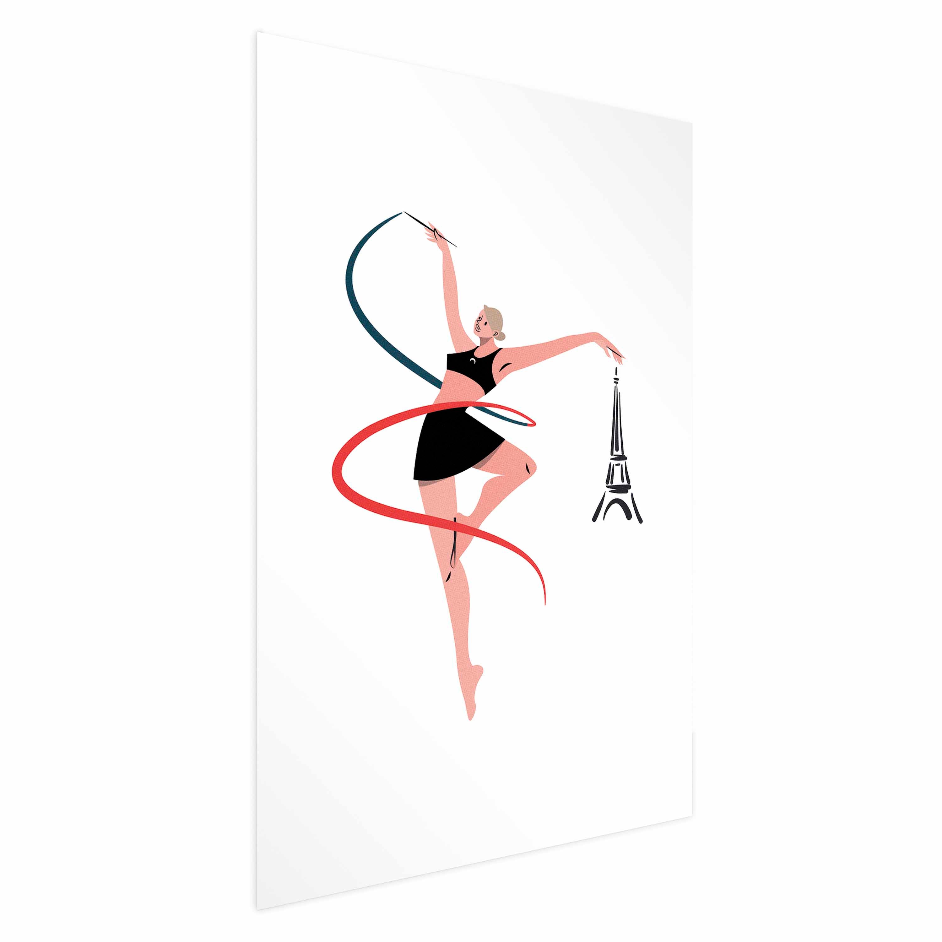 Rhythmic Gymnastics Woman Ribbon Illustration Poster