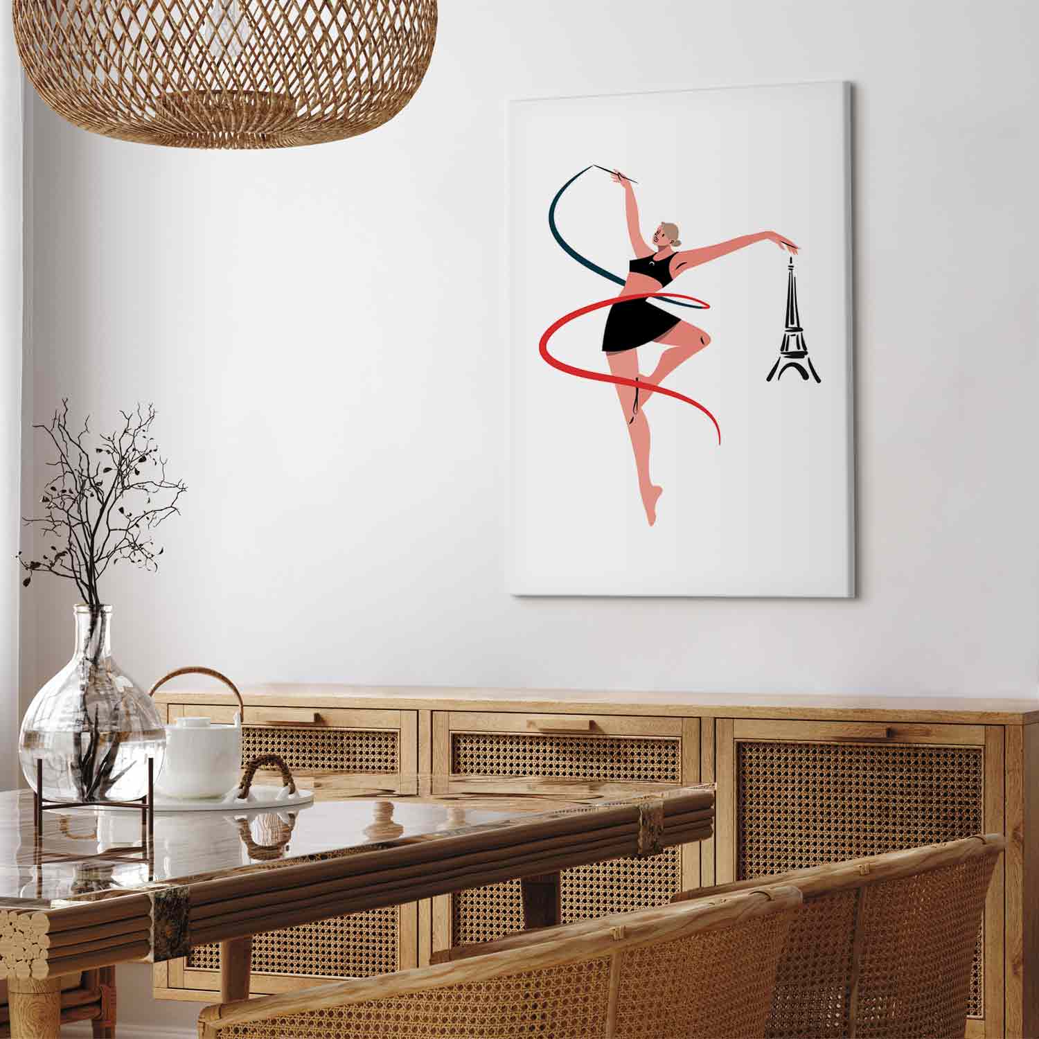 Rhythmic Gymnastics Ribbon Illustration Canvas Print