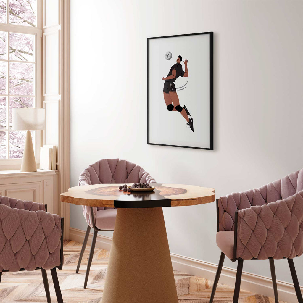 Volleyball Player Illustration Light Background Poster