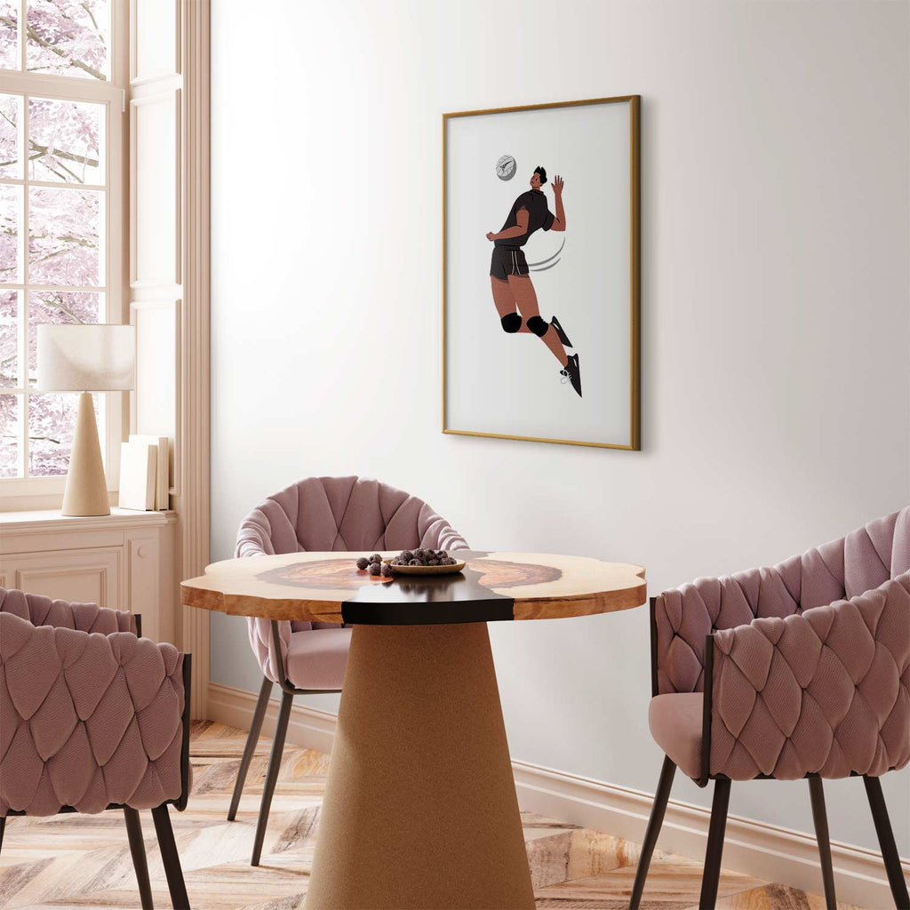 Volleyball Player Illustration Light Background Poster