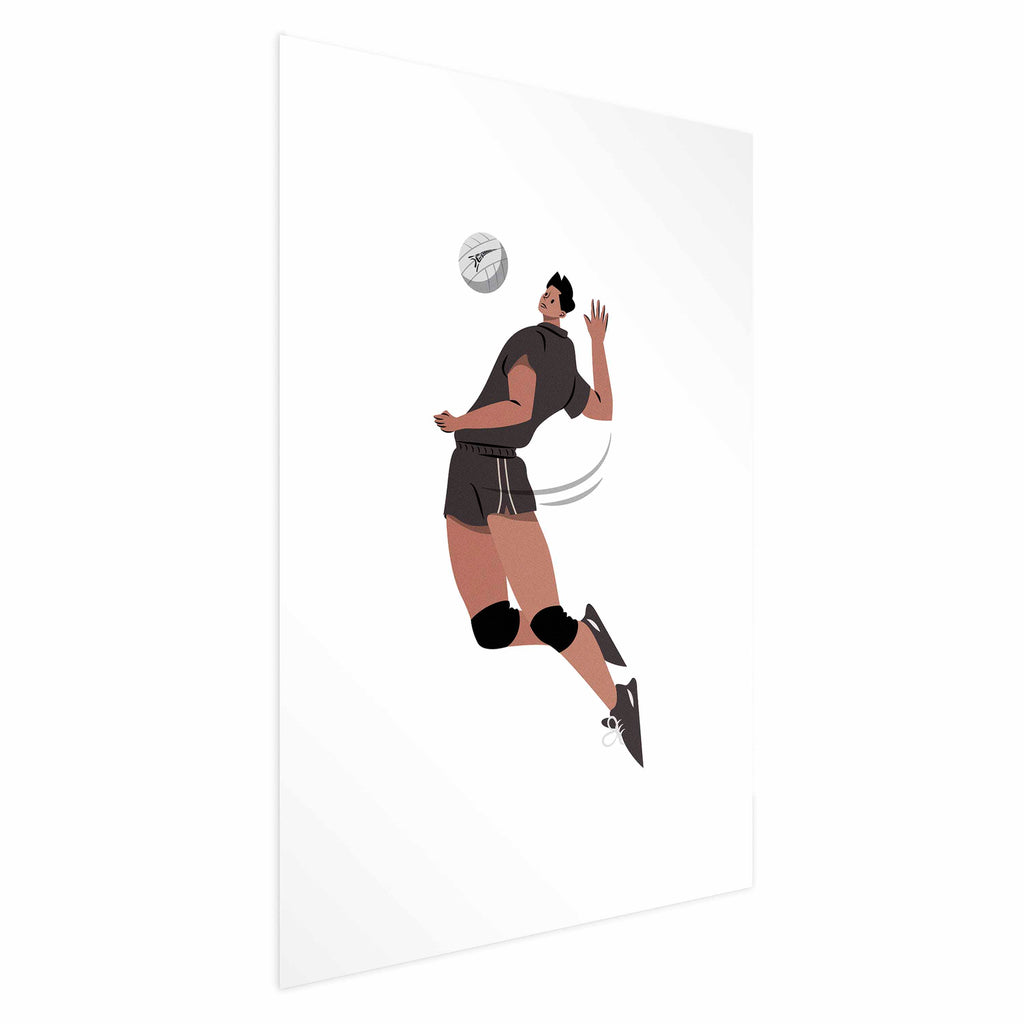 Volleyball Player Illustration Light Background Poster