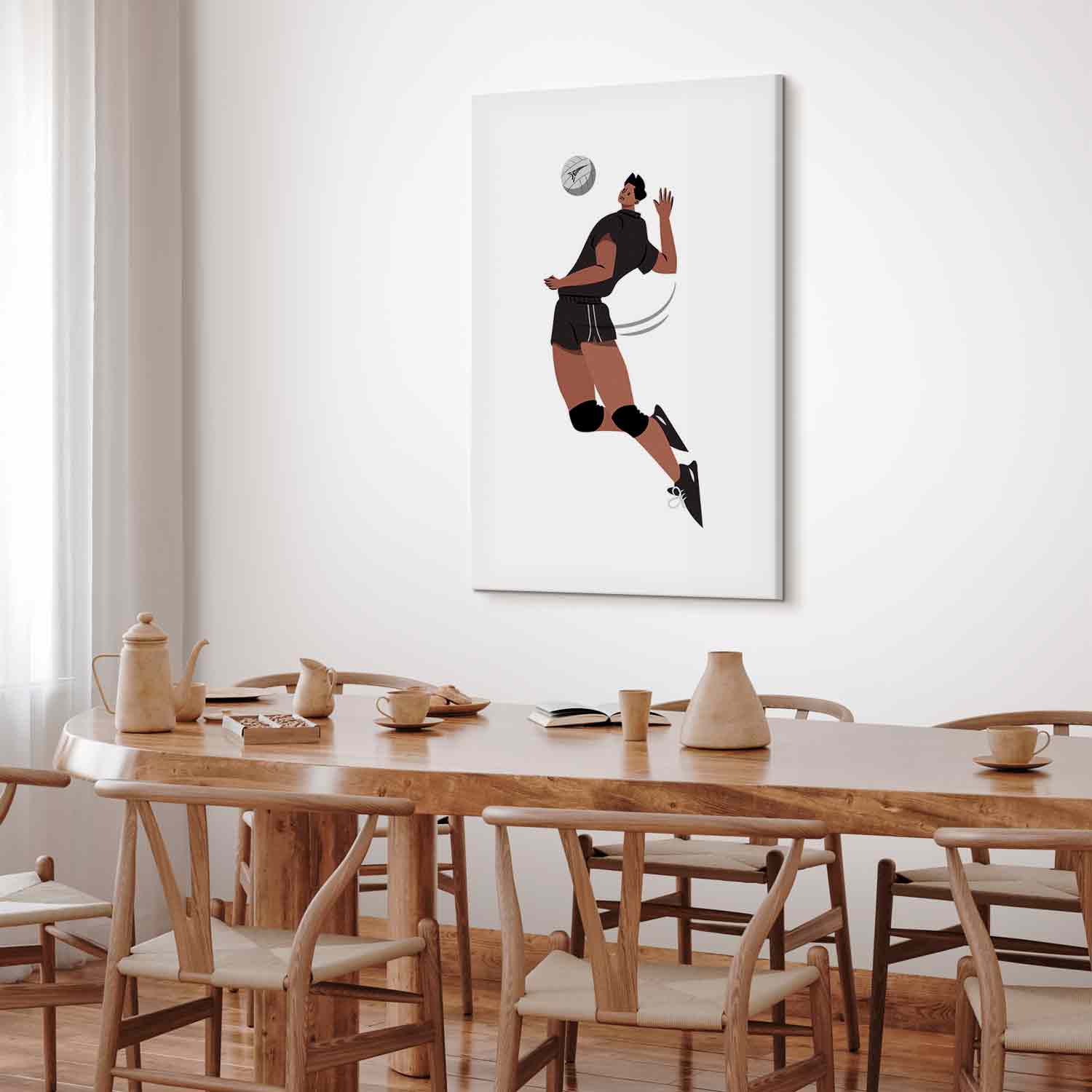Volleyball Player Illustration White Canvas Print