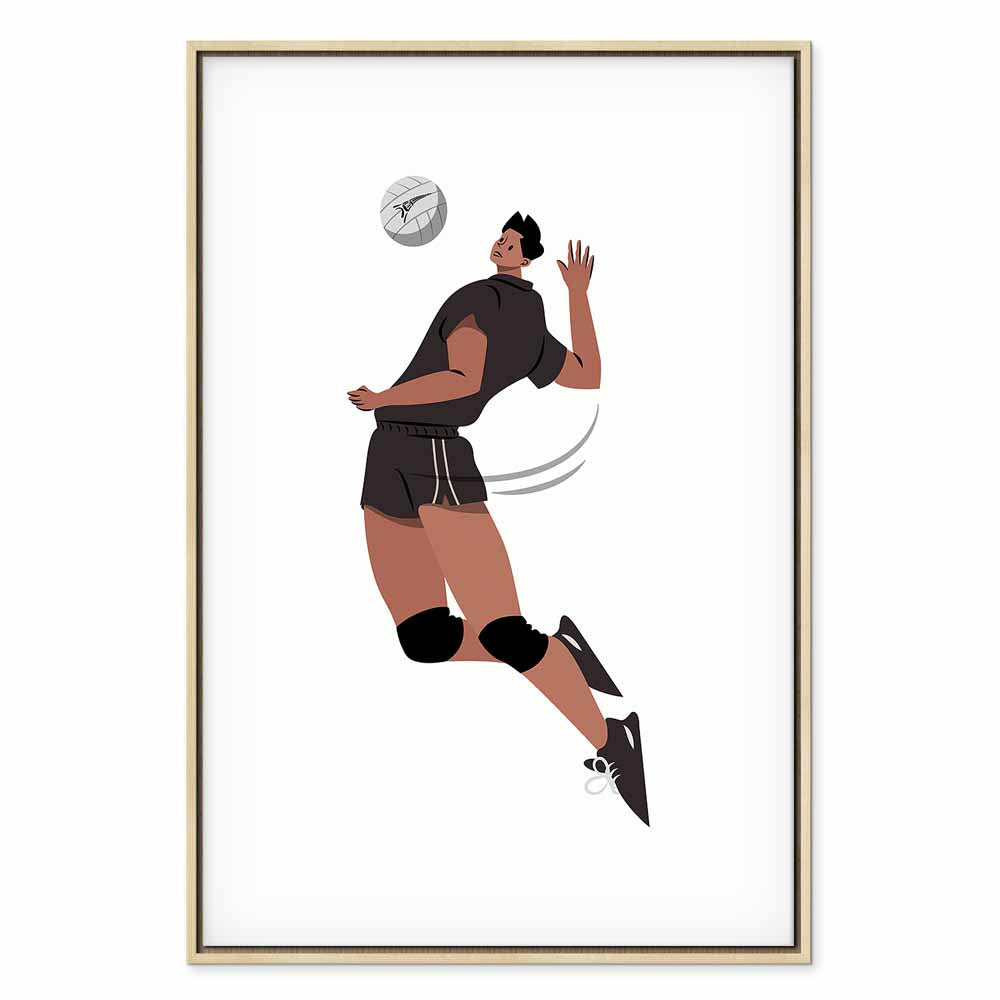 Volleyball Player Illustration White Canvas Print