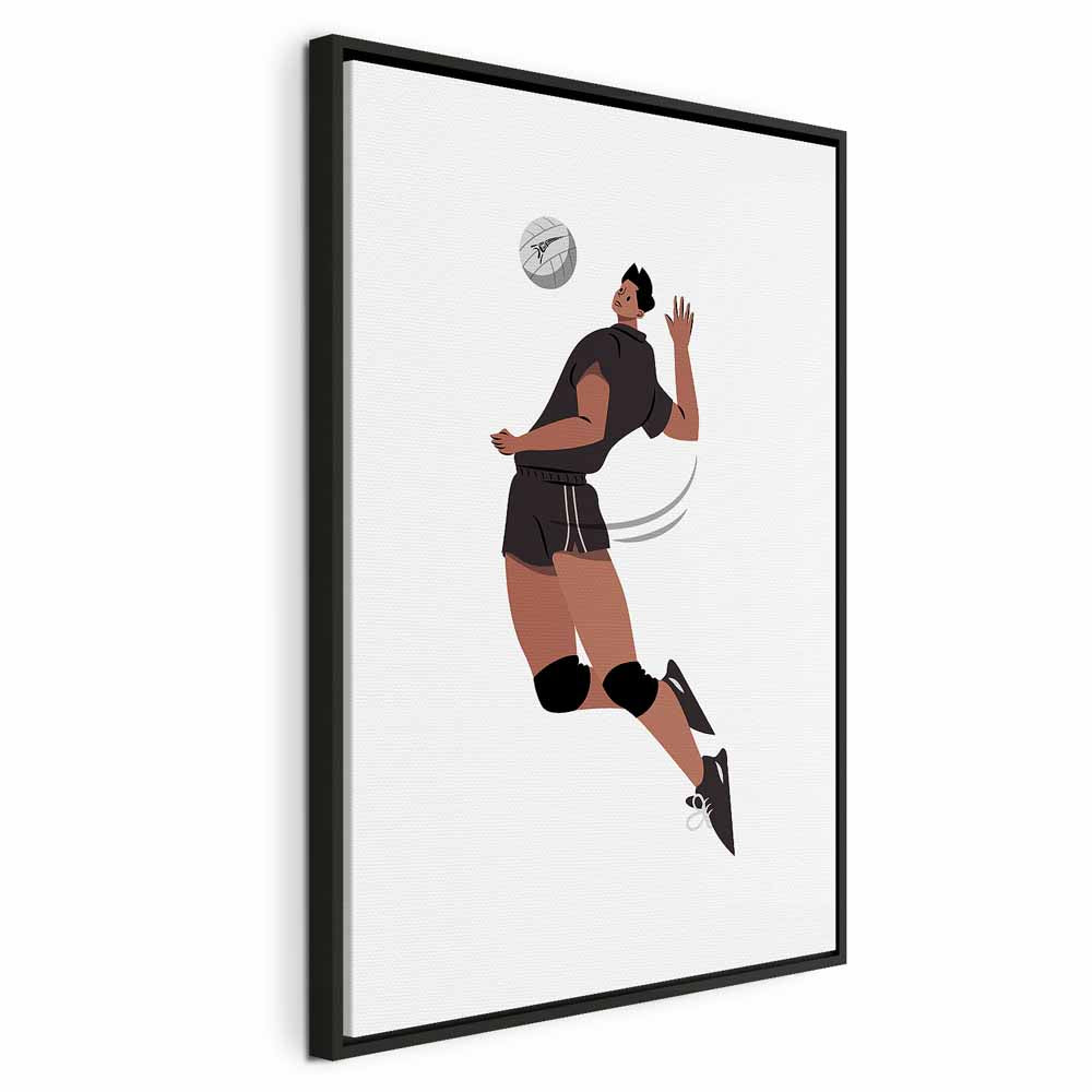 Volleyball Player Illustration White Canvas Print