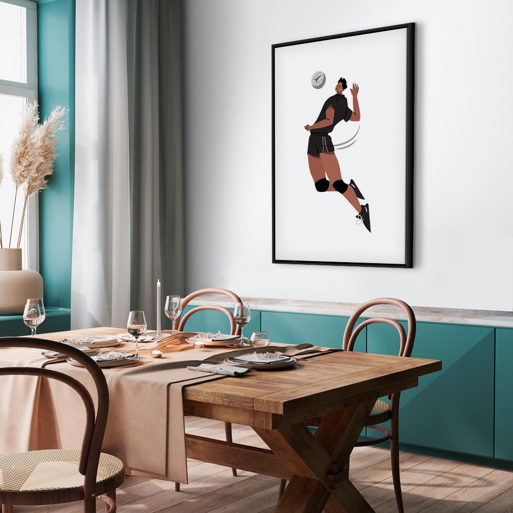Volleyball Player Illustration White Canvas Print