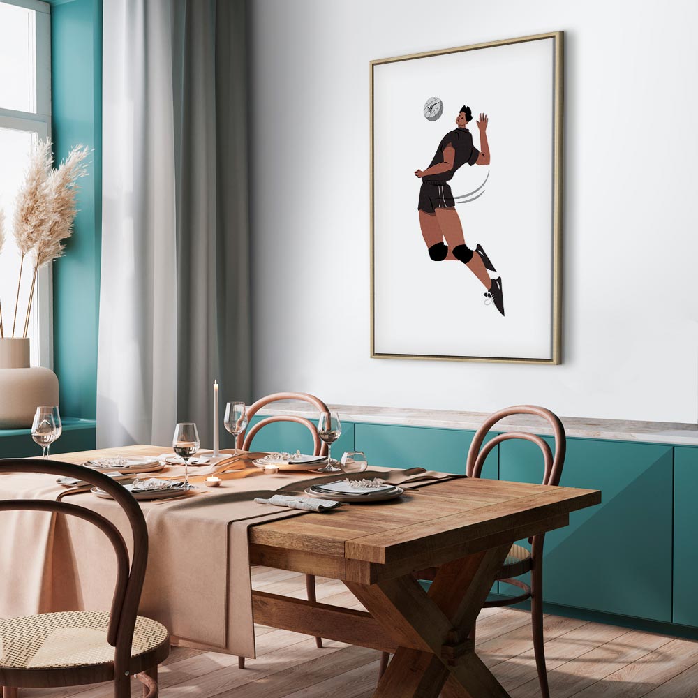 Volleyball Player Illustration White Canvas Print