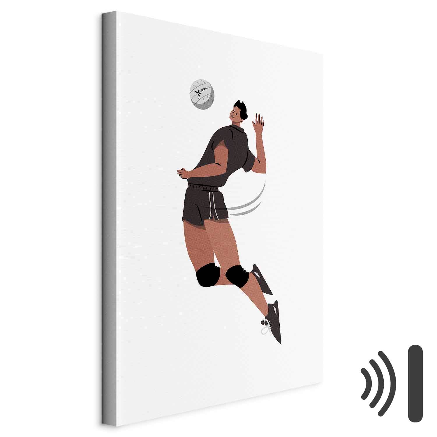 Volleyball Player Illustration White Canvas Print