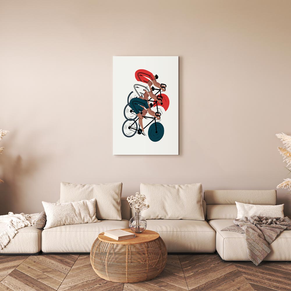 Canvas Print - Cycling Race on Light Background