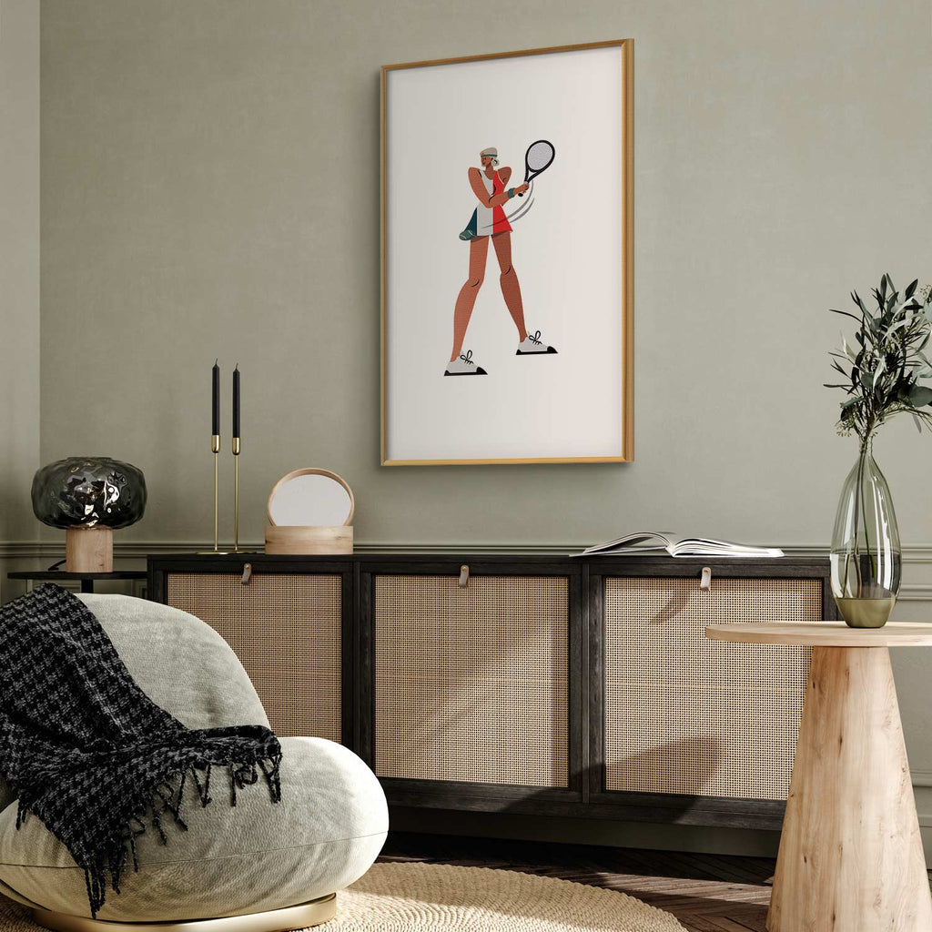 Minimalist Tennis Player Illustration Poster