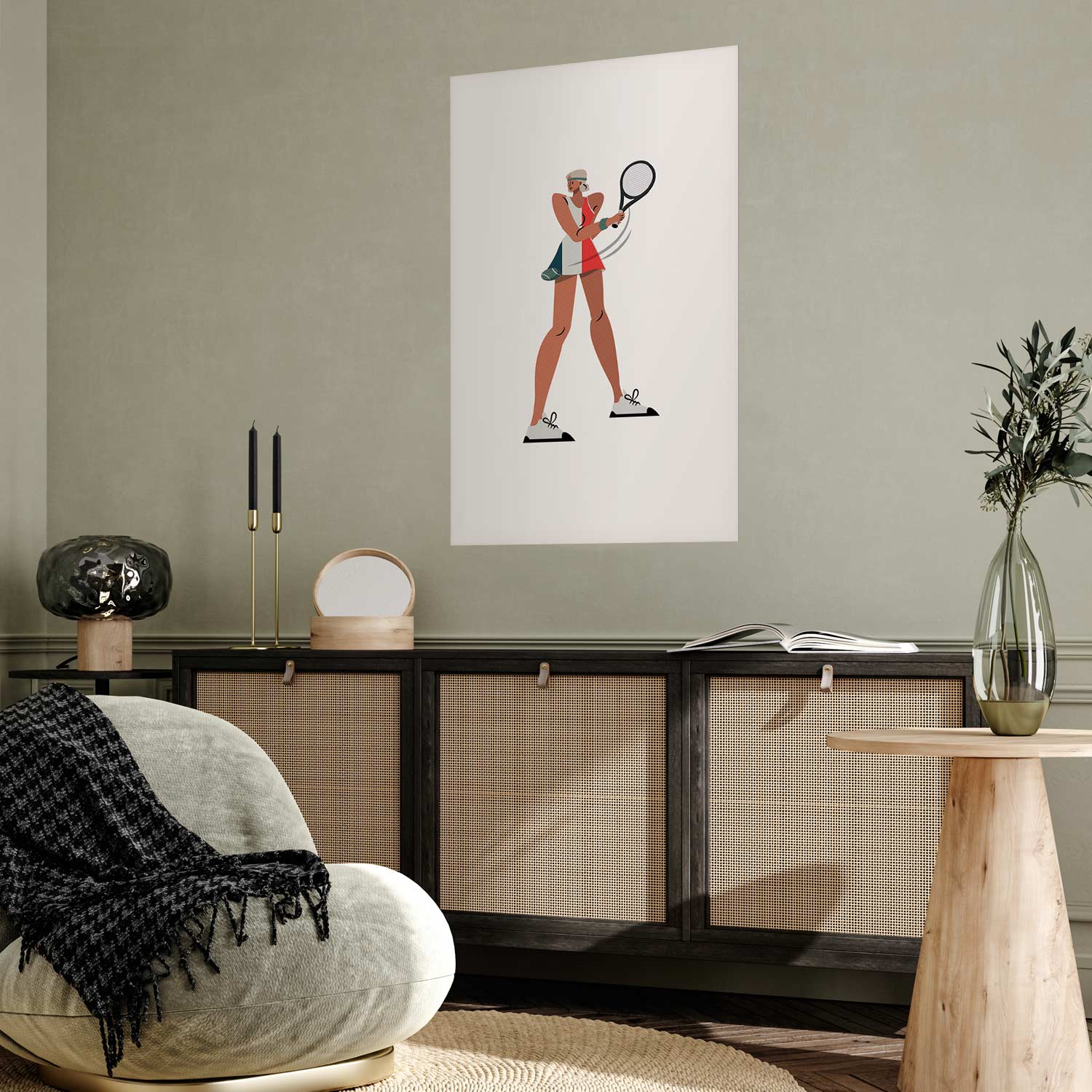 Minimalist Tennis Player Illustration Poster