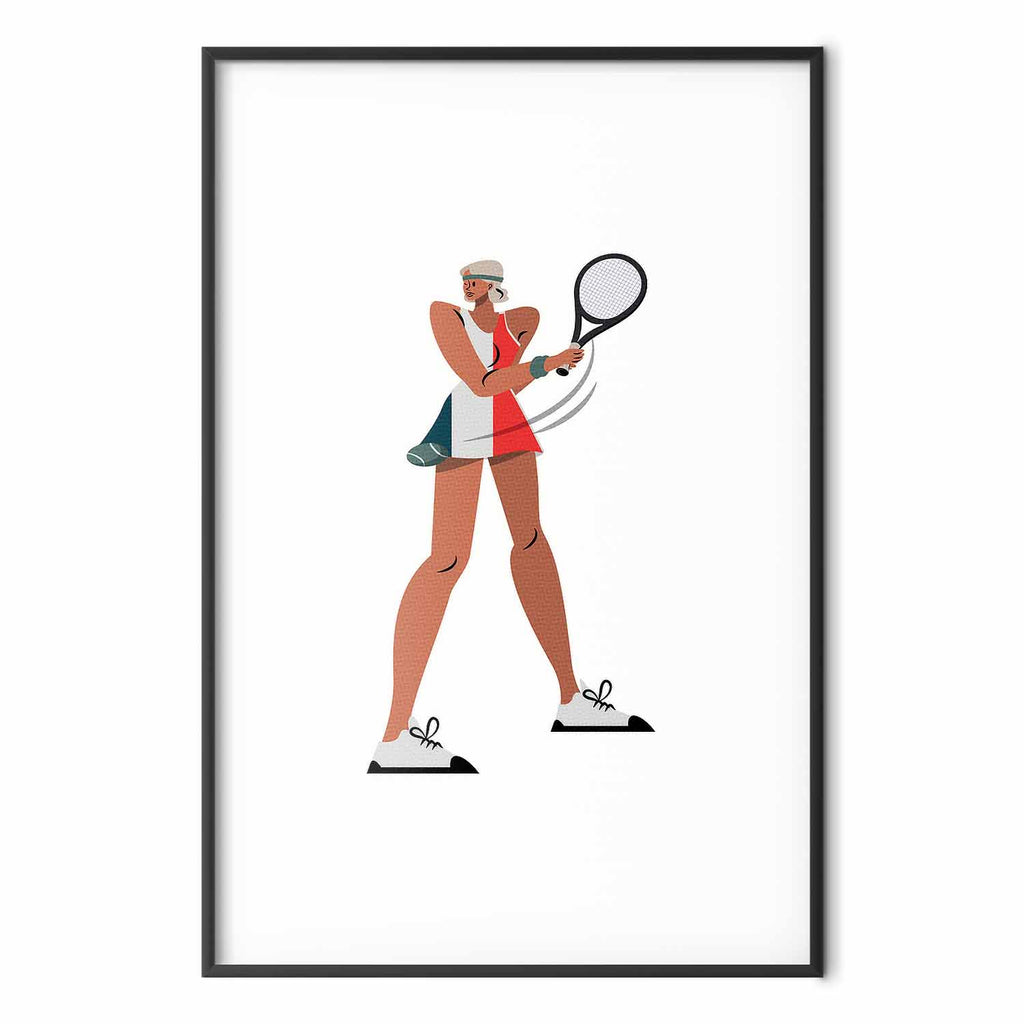 Minimalist Tennis Player Illustration Poster
