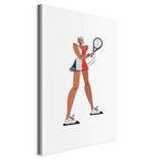 Canvas Print - Tennis Player With a Racket on a Light Background