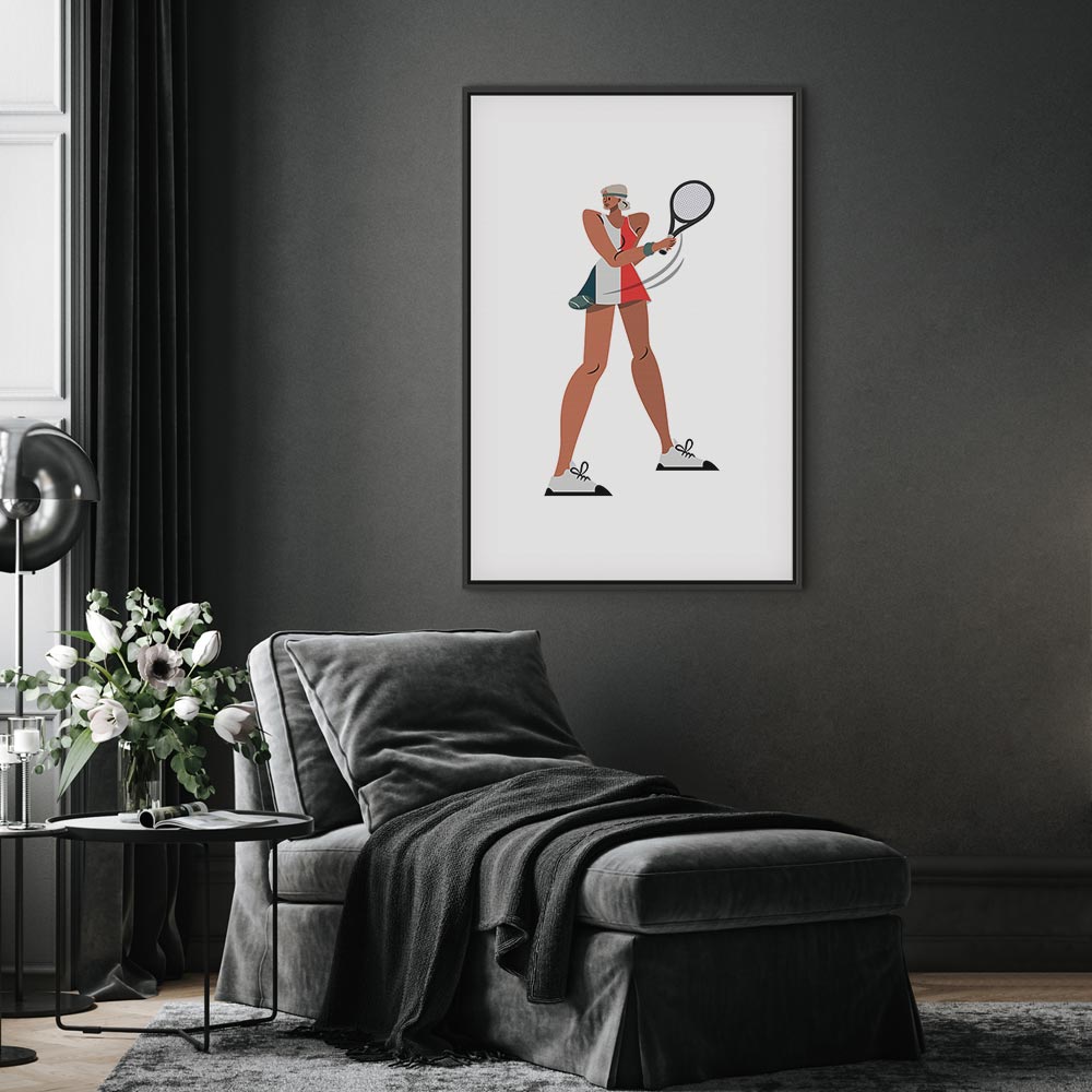 Tennis Player Illustration Sports Canvas Print