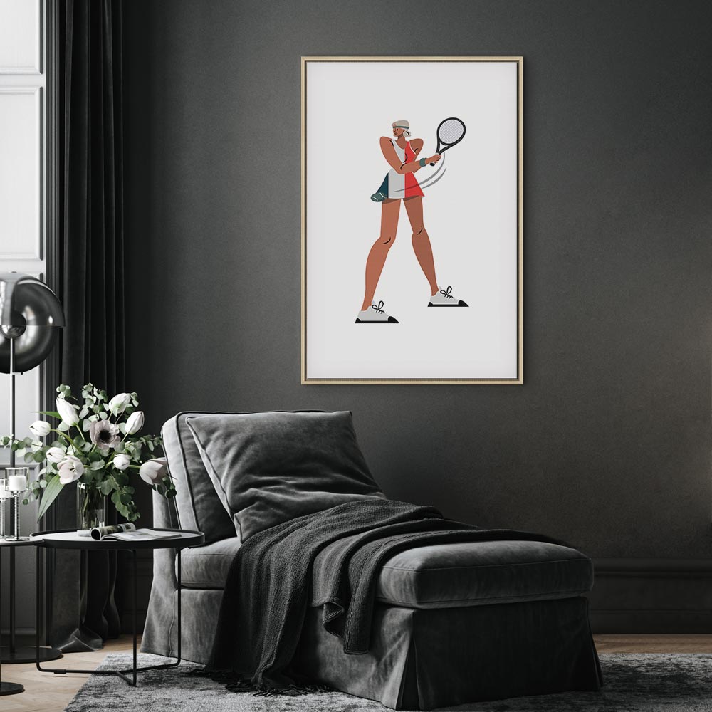 Tennis Player Illustration Sports Canvas Print