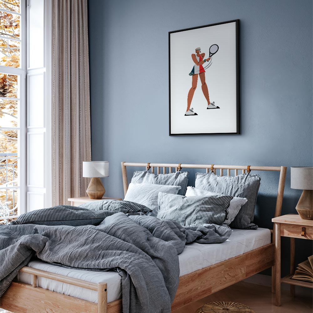 Tennis Player Illustration Sports Canvas Print