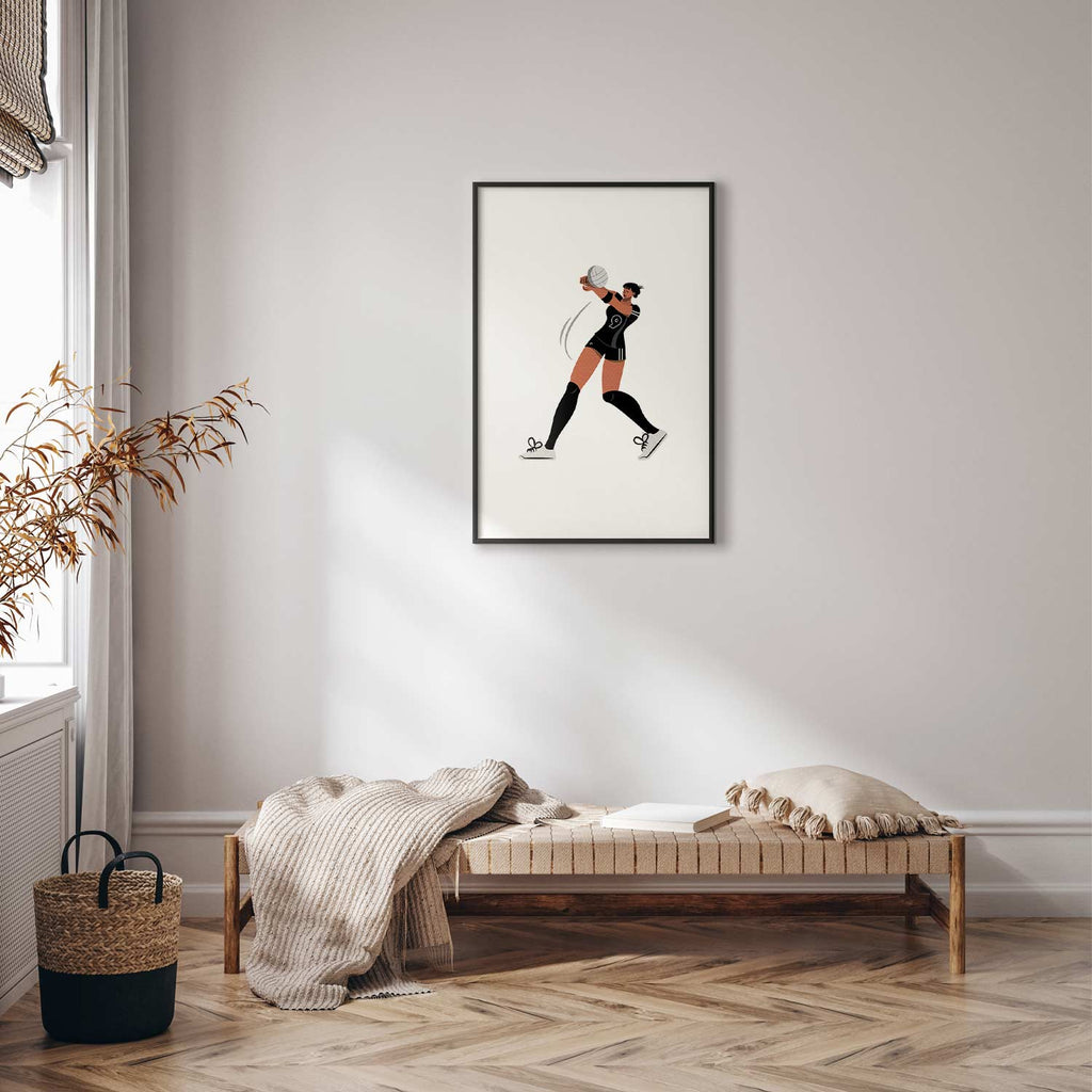 Female Volleyball Team Player Illustration Poster
