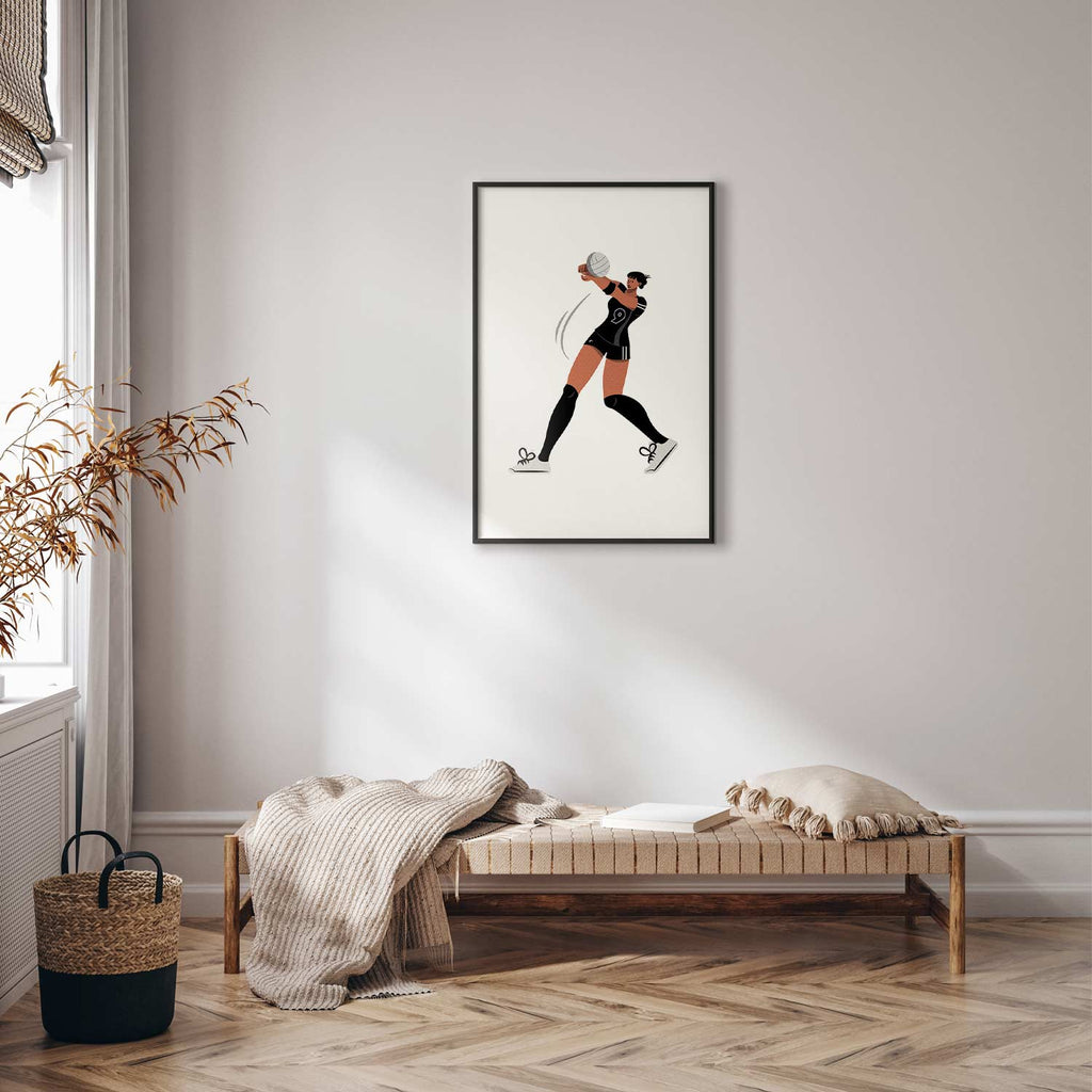 Female Volleyball Team Player Illustration Poster