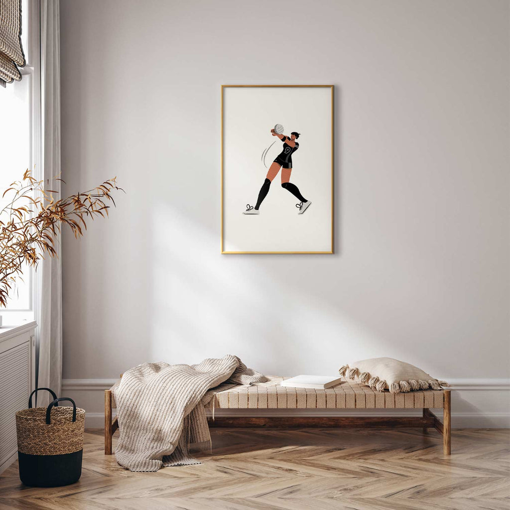 Female Volleyball Team Player Illustration Poster