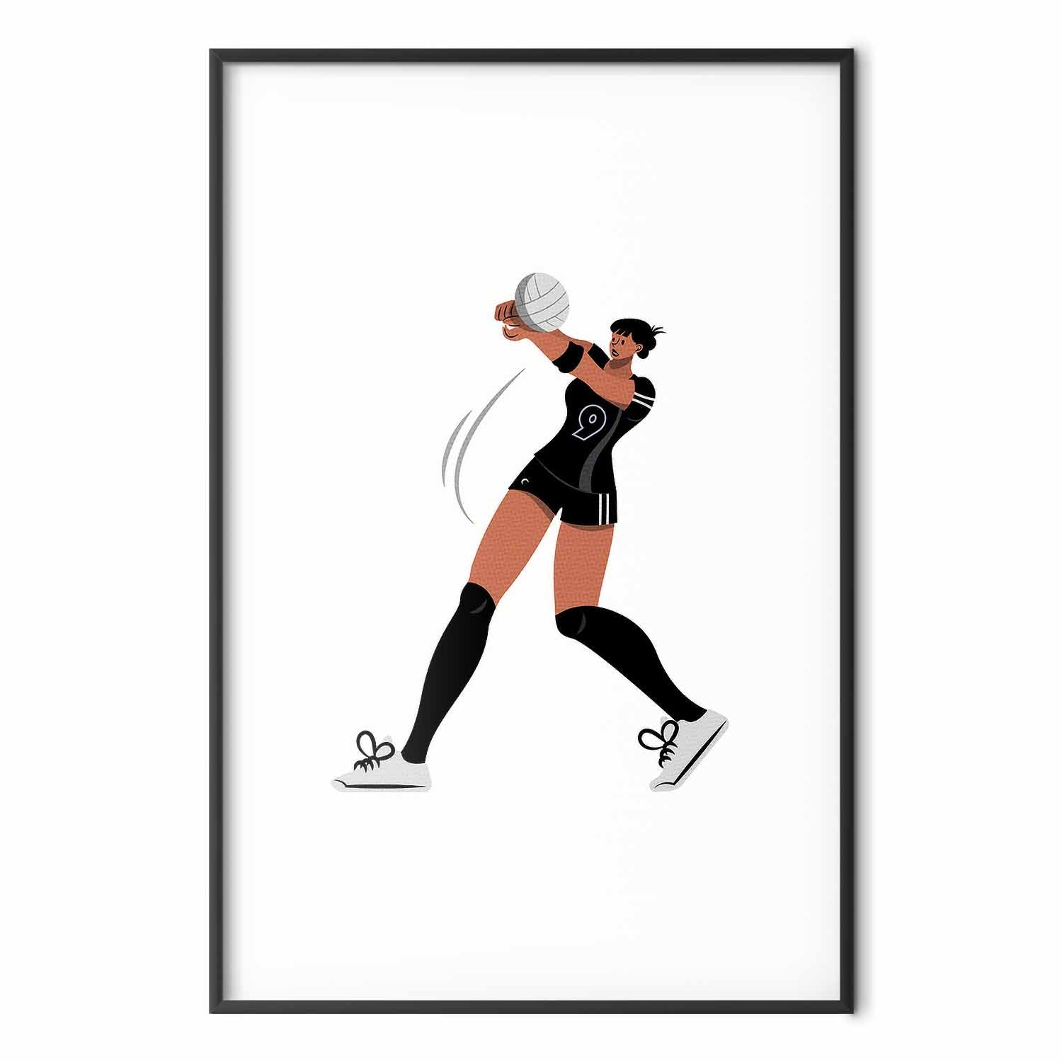Female Volleyball Team Player Illustration Poster