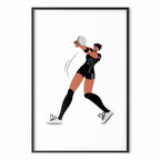 Female Volleyball Team Player Illustration Poster