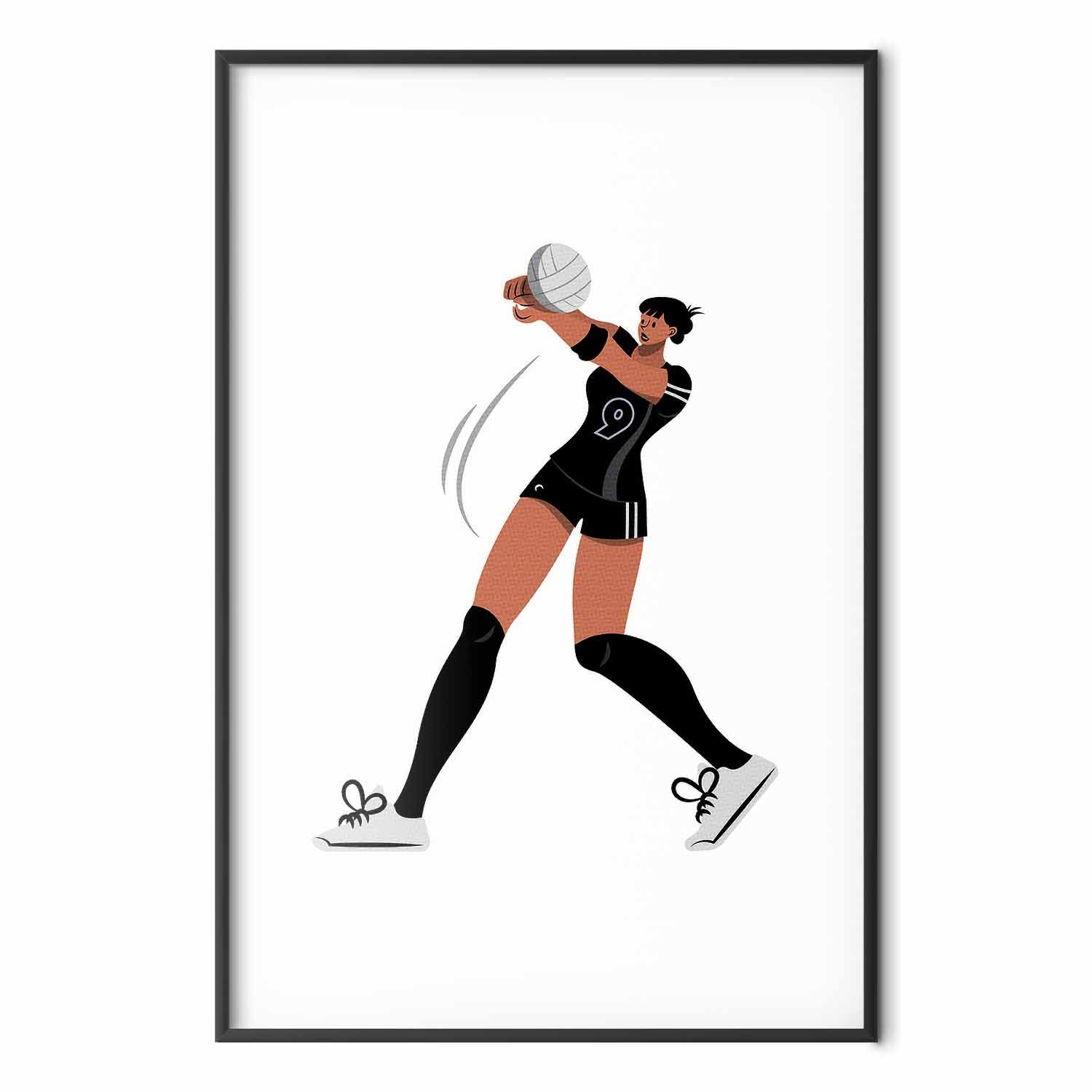 Female Volleyball Team Player Illustration Poster