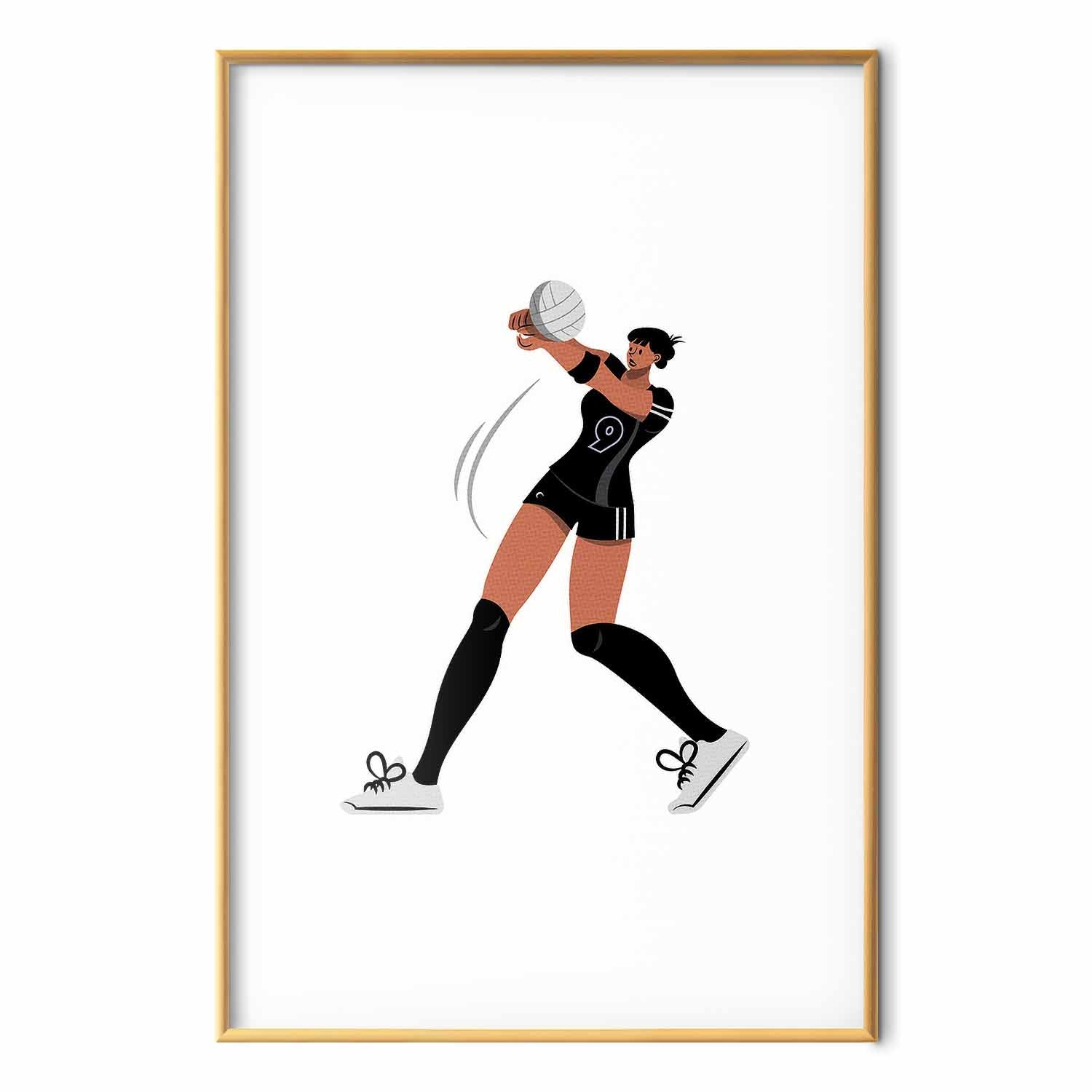 Female Volleyball Team Player Illustration Poster