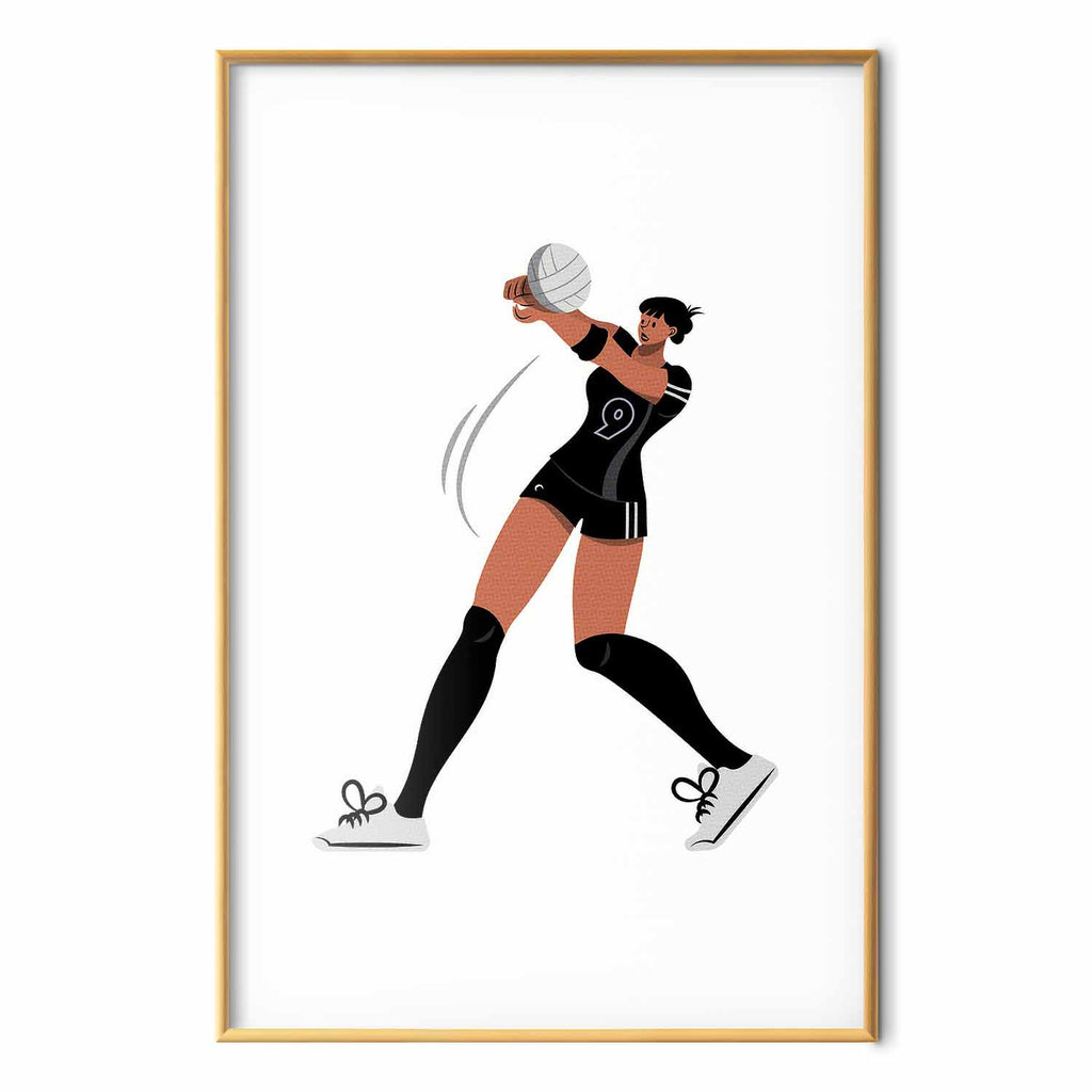 Female Volleyball Team Player Illustration Poster
