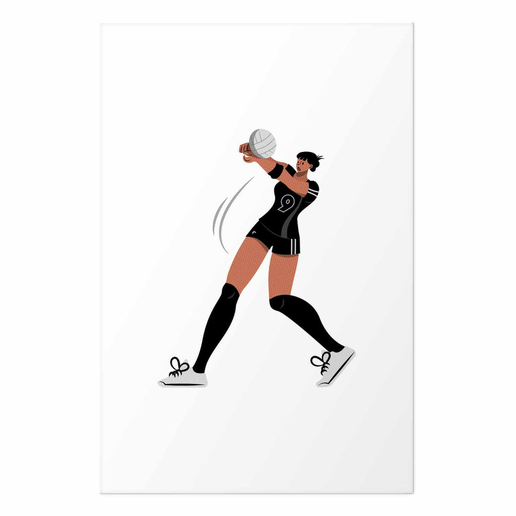 Female Volleyball Team Player Illustration Poster