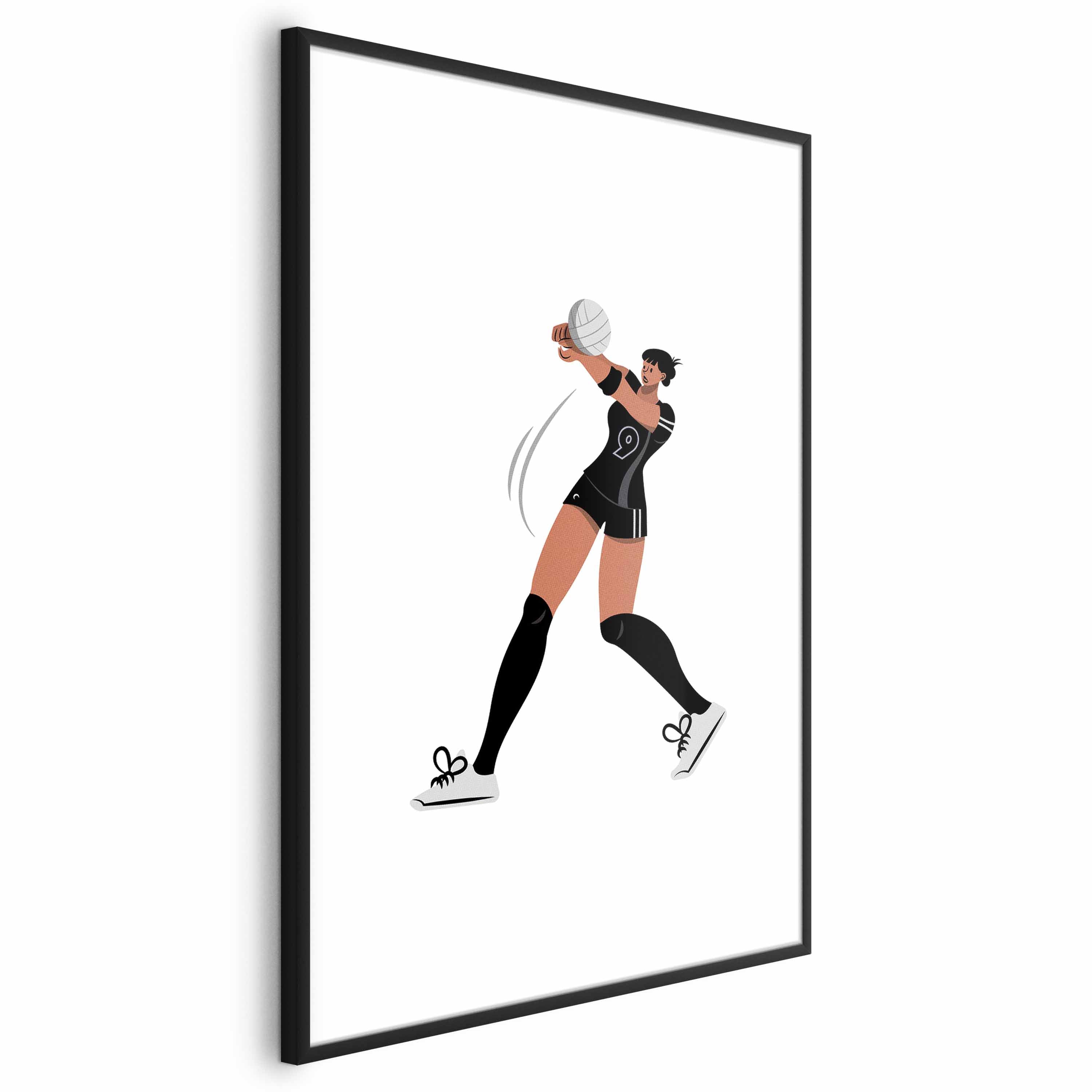 Female Volleyball Team Player Illustration Poster