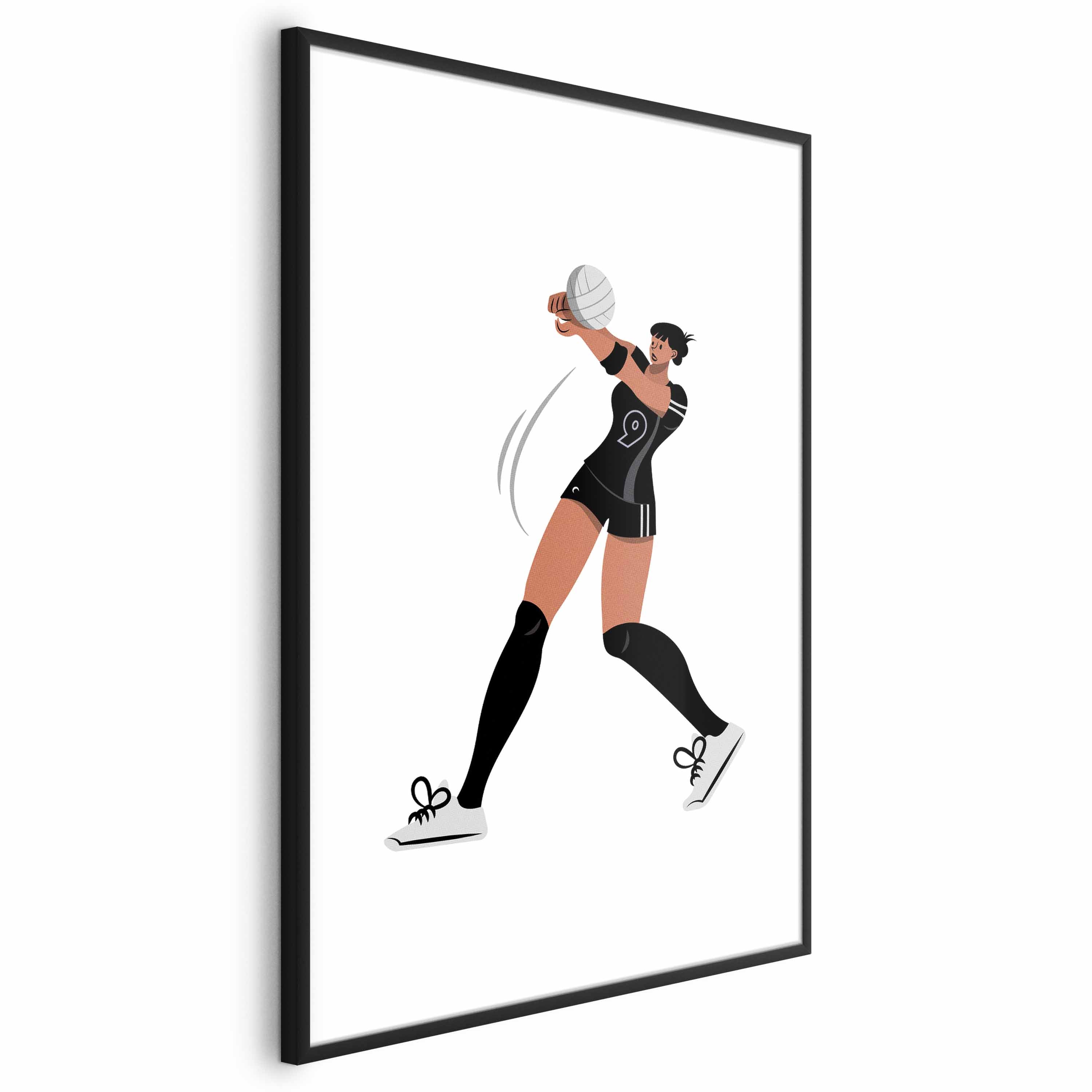 Female Volleyball Team Player Illustration Poster