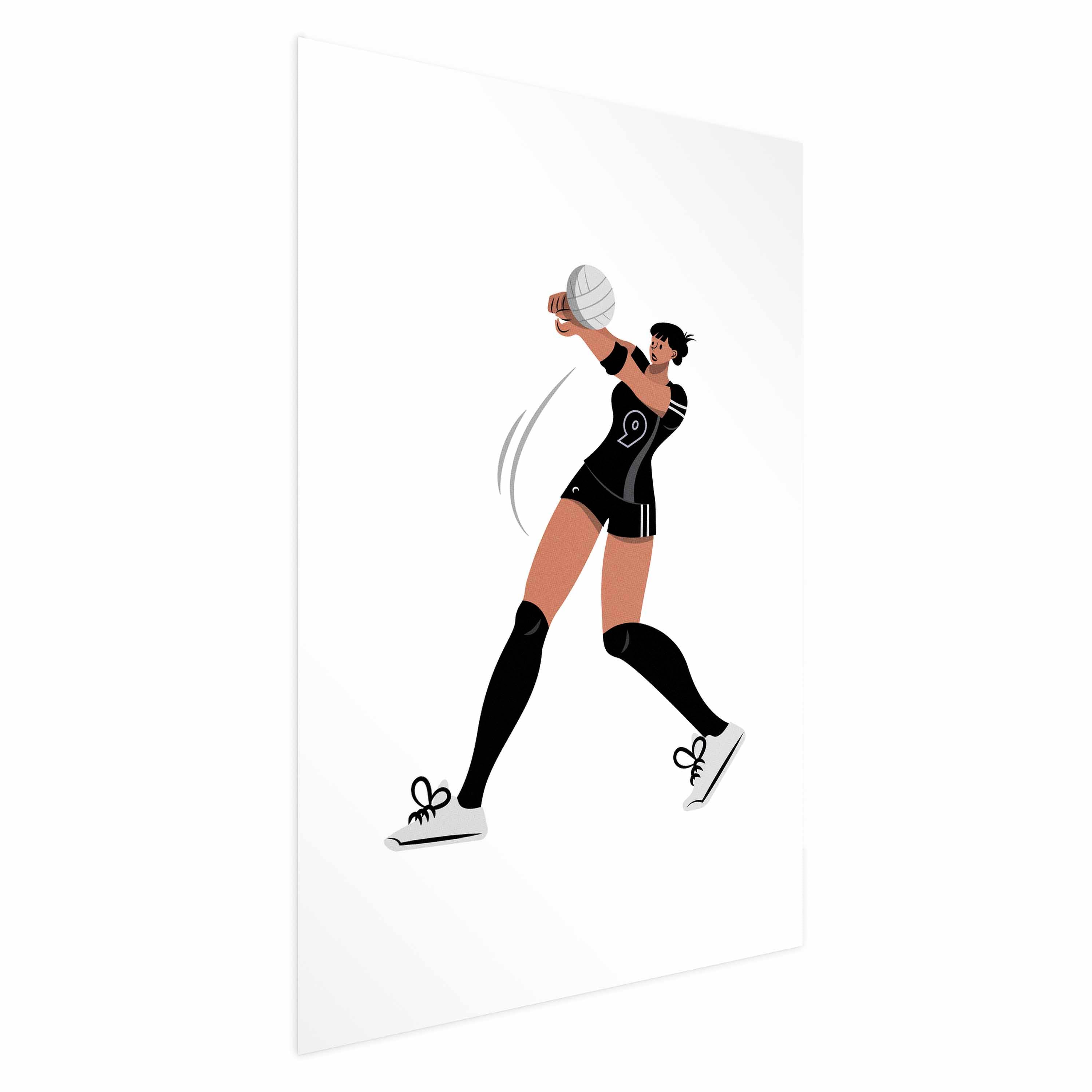 Female Volleyball Team Player Illustration Poster