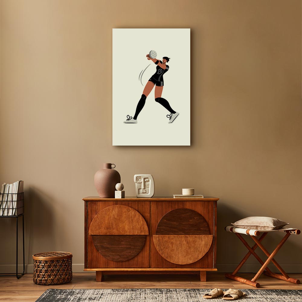 Canvas Print Abstract Female Volleyball Player Illustration